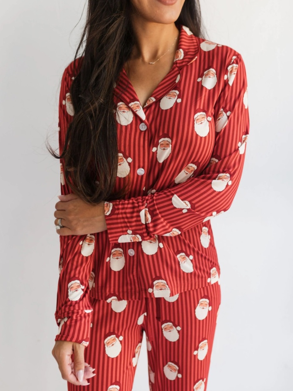 In My Jammers Santa Women's Pajama Set XS Bamboo 2 Pce Shirt & Pants Xmas - Picture 2 of 6